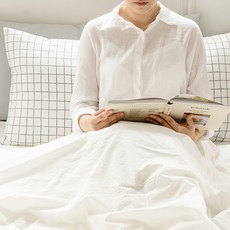 쉬즈홈 순면 일자형 등쿠션 + 솜포함, 모던그리드 그레이