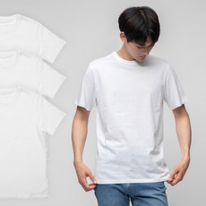 베이스알파에센셜 남녀공용 30수 라운드 반팔티 화이트 3장