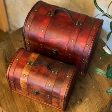 빈티지 수납함 가죽 손잡이 우드 엔틱 박스 수납박스 보물상자, 대사이즈