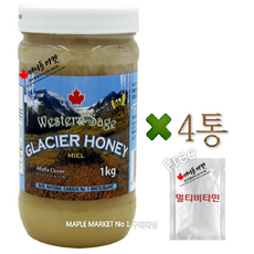 캐나다 석청 아이스허니 빙하 꿀 허니 1kg+멀티비타민 정품 웨스턴세이지 캐나다 직배송, 1KG, 4통