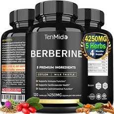 Berberine 캡슐 4250mg 4 개월 공급 실론 우유 엉겅퀴 심황 검은 후추가 혈당을 유지합니다.