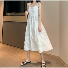 잇츠스타일 나시 화이트 캉캉 롱원피스