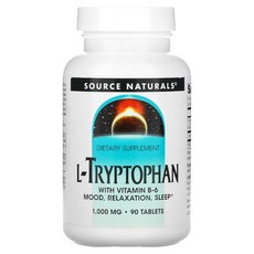 소스 내추럴스 멜라토닌 대체 L트립토판 비타민B6 함유 1000mg 90정, 1000 mg, 90 Count