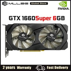 Mllse 그래픽 카드 gtx 1660 super 6gb gddr6 192 비트 pci e 3.0×16 용 gpu gtx 1660super 6gb 데스크탑 8핀용 비디오 카드, 없음