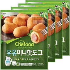 롯데푸드 쉐푸드 우유미니핫도그500g(4입)/어린이간식, (냉장)우유미니핫도그500g(4입)