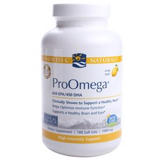 Nordic Naturals 프로오메가 650 EPA /450 DHA 1000mg 레몬 소프트 젤, 180개입, 1개