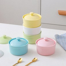 리빙나인 북유럽 세라믹 미니 뚜껑 베이킹그릇 오븐용, 옐로우