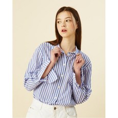 [21SS 헤지스 여성]블루 자수장식 면 긴팔셔츠HSSH1B471B2