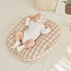로토토베베 체크 커버분리형 역류방지 수유쿠션 입체형 Baby, 베이지핑크