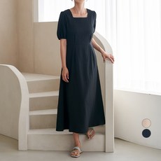 아피나르 스퀘어넥 반팔 롱 원피스