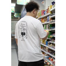 더블탭스 wtaps 더블 이글 반팔 화이트 오버 사이즈 느슨한 여름 청소년 티셔츠 남성용 클래식 헤비 프린팅 일본어