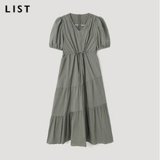 LIST_02 [리스트] 코튼 셔링 리본 원피스_TWWOPM62060_KH