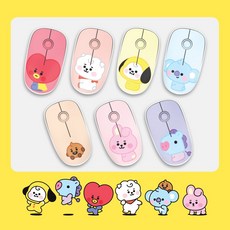 BT21 무선 무소음 마우스 소리안나는 조용한 베이비 캐릭터 치미 타타 슈키 쿠키 코야 알제이 망 컴퓨터 노트북 사무용 pc 독서실 슬림한 귀여운 토끼 핑크 레드 하트 굿즈, 무선마우스 치미