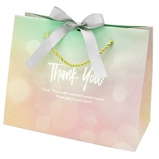 도나앤데코 프릴 thank you 리본장식 쇼핑백 5p + 리본 5p 세트, 그라데이션, 1세트