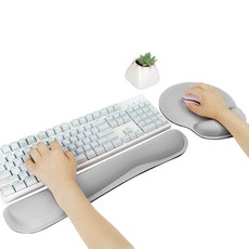 메모리폼 키보드 손목보호패드 + 마우스 손목보호패드 대, 1세트, 그레이