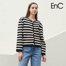[이앤씨(ENC)] EnC 스트라이프 니트 가디건 ENCK23802N