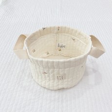 돗투돗x마롤로뜨 누빔 아기 바구니 장난감바구니 기저귀, 달콤튤립 - 자수 바구니