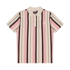캉골 얀 다이드 스트라이프 반팔카라티 Blush Cream