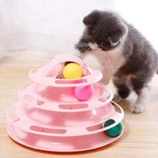 발라당 고양이 반자동 움직이는 공놀이 장난감 4단, 핑크, 1개