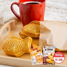 [삼육] 아끼니 우리밀 팥 붕어빵 500g 2개 + 슈크림 붕어빵 500g 2개