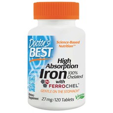 닥터스베스트 하이 앱솔션 철분 27mg 타블렛 글루텐 프리 비건, 120개입, 1개