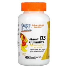 Doctor's Best 비타민 D3 구미 트로피컬 탱고 25 mcg (1000 IU) 60 구미