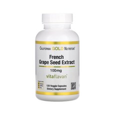 캘리포니아 골드 프렌치 포도씨 추출물 비타플라반 항산화 폴리페놀 100 mg 120개입 베지알약형, 120캡슐, 1개