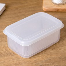 냉장고정리 직사각 물빠짐 채반 용기 600ml 과일 야채 두부 보관용기 캐니스터 밀폐용기