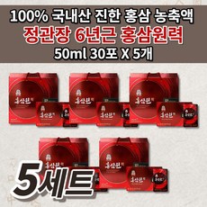 정관장 홍삼원력 국내산 6년근 홍삼 녹용 진한 농축 액기스 진액 농축액 한국 고려 홍삼 데일리 스틱 가정의날 선물용 부모님 생신 효도 명절 추석 설날 선물 세트 50ml 30포, 5개