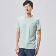 [게스] 남성 미니삼각로고 V넥 슬럽 반팔티 NM2K0562
