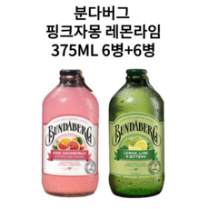 분다버그 트로피칼망고 핑크자몽 레몬라임 진저비어 375ml 2+2병 탄산음료 해외음료수 12개 24개 36개, 핑크자몽3+3개+레몬라임3+3개