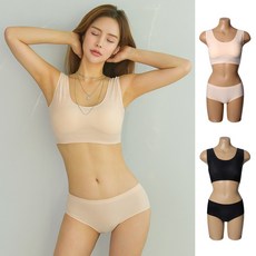매쉬 이너세트 노라인 무봉제 노와이어 심리스 래쉬가드 요가 스포츠 팬티브라 속옷 G231