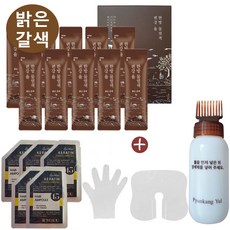 편강율 한방 물염색약 10회분+보스티나 앰플5매+1회용 장갑세트1+편강율전용 공병1, 1set, 밝은갈색