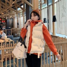 뉴욕멋쟁이 솔로 포인트 단색 패딩조끼 여성 패딩베스트