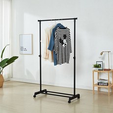 썬데코 우드레핑 이동식1단행거, 블랙