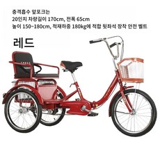 성인세발자전거 어른용 3륜 2인용 역삼륜 3발 삼발이 노약자 어르신 할아버지 할머니 노인용 장보기, 단일사이즈, A