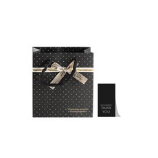 27리빙 선물 쇼핑백 10p+감사 스티커 10p, 소, 12 블랙 도트무늬 금장띠