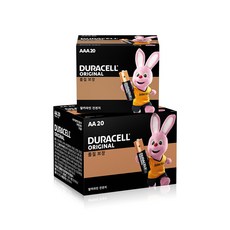 듀라셀 알카라인 건전지 AA 20p + AAA 20p, 1세트