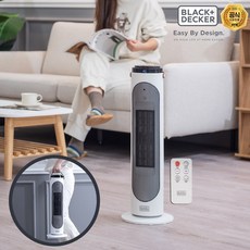 이홈앤 예열없는 고속 발열 난방 PTC 세라믹 스탠드 타워 팬히터 온풍기 블랙앤데커 리모컨 타워 가정용 사무실 캠핑 미니 터치식 24시간 타이머 3단히팅 좌우회전 온열 난방기, 블랙앤데커 PTC 온풍기 히터, BXSH2202-A(화이트)