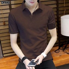 DFMEI 남자 칼라 반팔 티셔츠 루즈핏 캐주얼 비즈니스 남성복 레깅스 1/2매