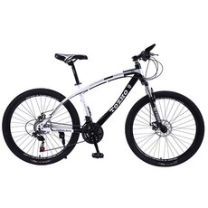 urkoteer 입문용 MTB 자전거 알루미늄 21단 24단 24인치 26인치 산악자전거, 21단 24인치, 블랙- 스포크 휠