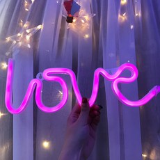 루나리빙 LED 네온사인 무드등, 러브-핑크