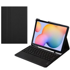 CSHINE 갤럭시탭 LED터치패드 블루투스키보드케이스, 검정, 갤럭시탭S6 라이트