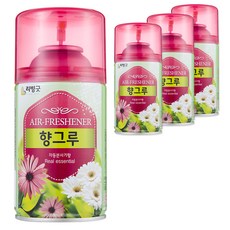 리빙굿 향그루 캔 자동분사기 유자향 방향제 본품, 280ml, 4개
