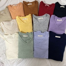 브링미 [봄-가을기본템]몽글솜사탕 브이넥니트(13color)