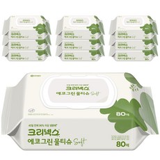 크리넥스 에코그린 소프트 저자극 물티슈 캡형, 80매, 10팩