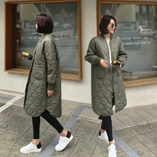 여성 경량 롱패딩 점퍼 유니클로 스타일 깔깔이 누빔 퀼팅 아우터