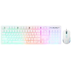 앱코 HACKER 레인보우 LED 게이밍 키보드 + 마우스 세트 KM400, 화이트, 일반형