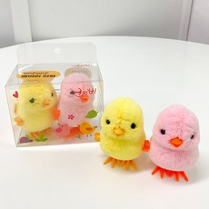 크앤비 움직이는 걸어다니는 노랑병아리 핑크병아리 태엽 인형 반려동물 고양이 장난감 세트상품, 노랑병아리(1개)+핑크병아리(1개)