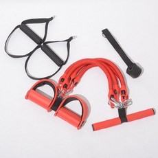 홈트 홈트레이닝 튜빙 운동 여자 남자 어깨운동 전신 근력 로잉머신 스쿼트 풀업 밴드그립바, 3 IN 1 파워 업 헬스 로잉밴드 레드